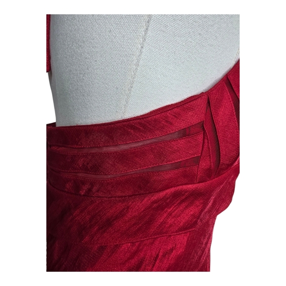 Cache Red Satin Halter Tiered Cocktail Dress NWT Size 8 Y2K Vintage Glam - Picture 8 of 11